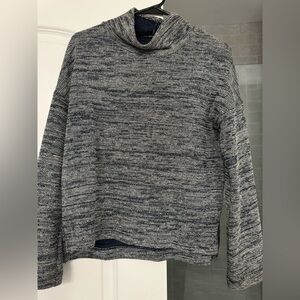 Madewell Marled Mock Neck Pullover Blue White Lightweight Relaxed Fit